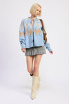 EVERLEIGH ARGYLE ZIP CARDIGAN