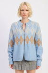 EVERLEIGH ARGYLE ZIP CARDIGAN