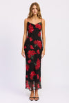 FLORAL PRINTED COWL NECK MAXI DRESS
