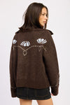 STITCHED INTARSIA CARDIGAN