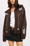 STITCHED INTARSIA CARDIGAN