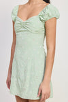 MIX MEDIA MINI RUCHED DRESS
