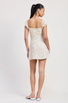 MIX MEDIA MINI RUCHED DRESS