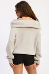 NADIA DRAMATIC OFF-THE-SHOULDER SWEATER