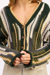 OLIVE COLOR MIXED CARDIGAN TOP