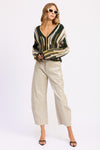 OLIVE COLOR MIXED CARDIGAN TOP