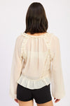 WHIMSEY LONG SLEEVE RUFFLE BLOUSE