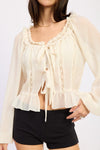 WHIMSEY LONG SLEEVE RUFFLE BLOUSE
