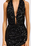 SEQUIN HALTER SCARF MINI DRESS