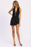 SEQUIN HALTER SCARF MINI DRESS