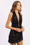 SEQUIN HALTER SCARF MINI DRESS