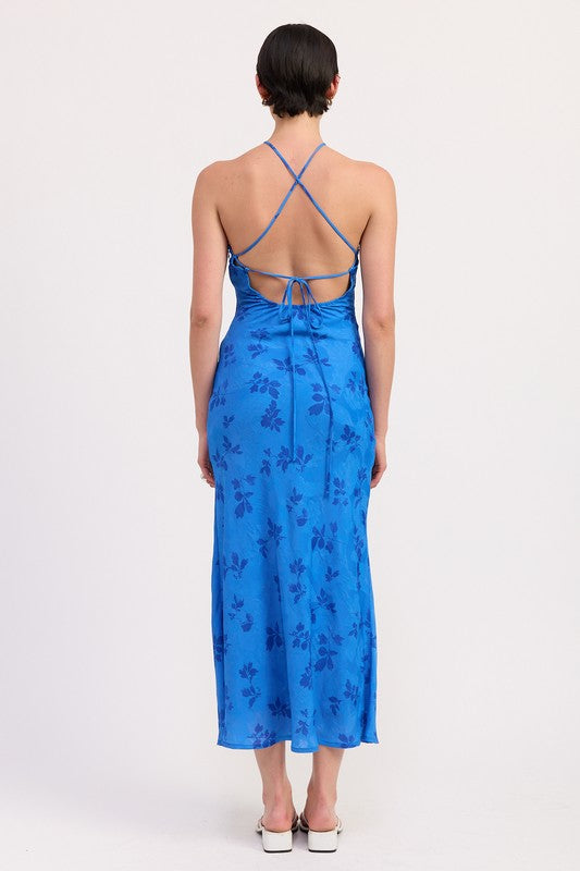 CROSSBACK HALTER NECK MAXI DRESS