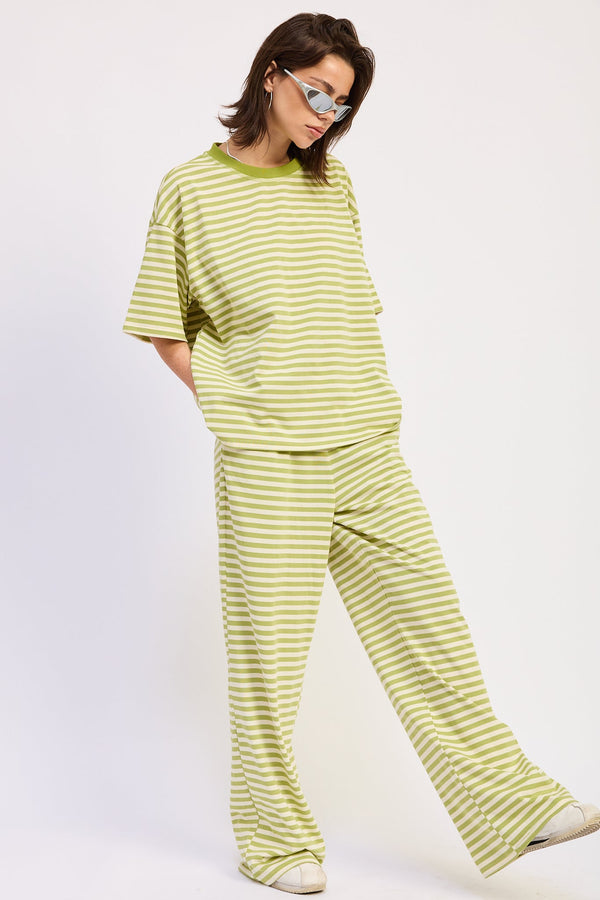 NERINA STRIPED PANTS WITH ELASTIC WAISTBAND