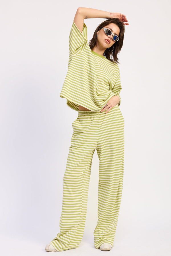 NERINA STRIPED PANTS WITH ELASTIC WAISTBAND