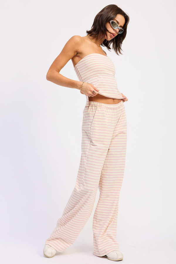 NERINA STRIPED PANTS WITH ELASTIC WAISTBAND