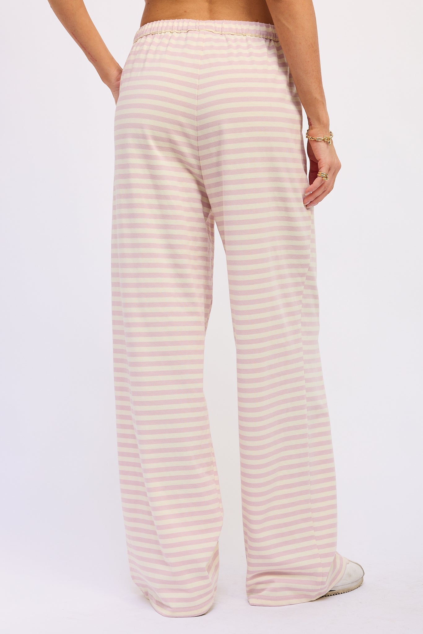 NERINA STRIPED PANTS WITH ELASTIC WAISTBAND