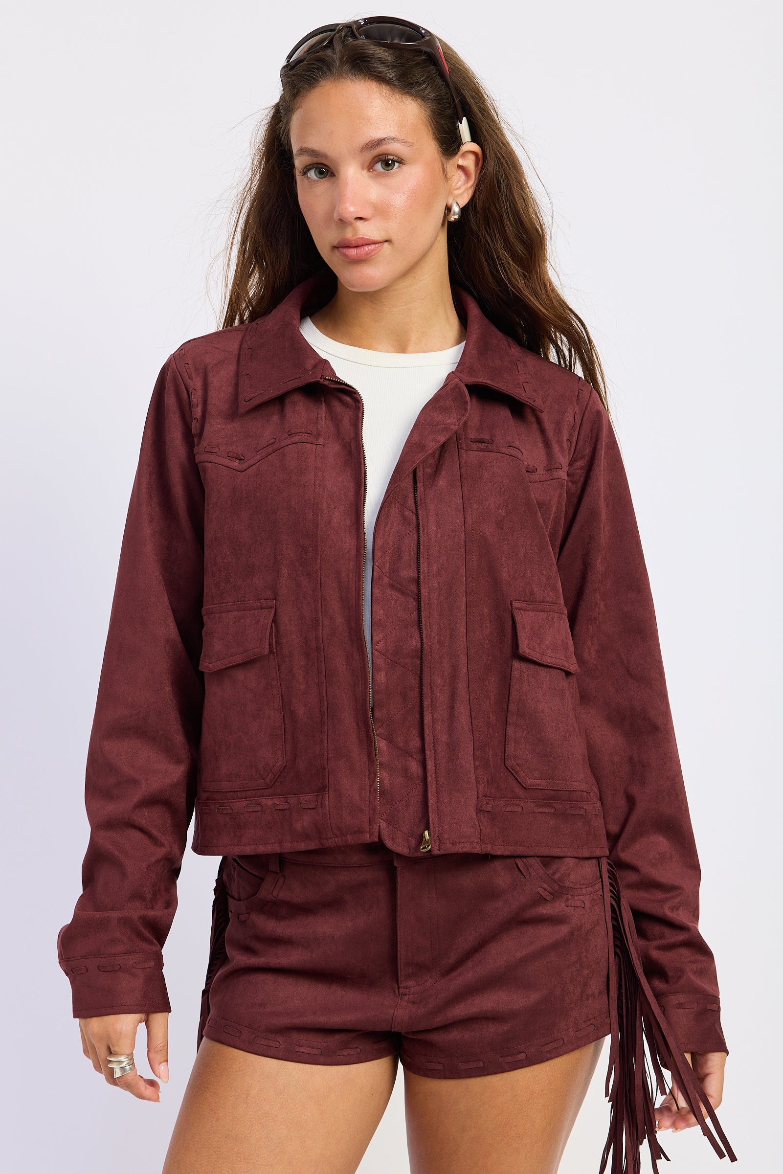 XENIA SUEDE CROPPED JACKET