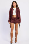 XENIA SUEDE CROPPED JACKET