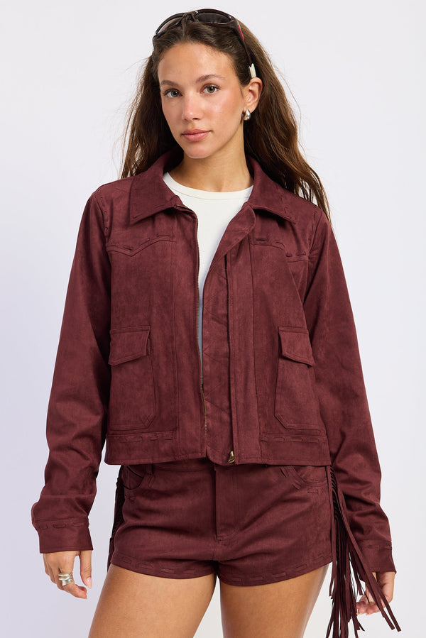 XENIA SUEDE CROPPED JACKET
