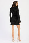 TEXTURED BLACK LONG SLEEVE MINI DRESS