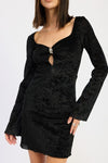 TEXTURED BLACK LONG SLEEVE MINI DRESS