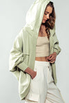 ORGANIC COTTON EXPOSED SEAM HOODED SHRUG JACKET