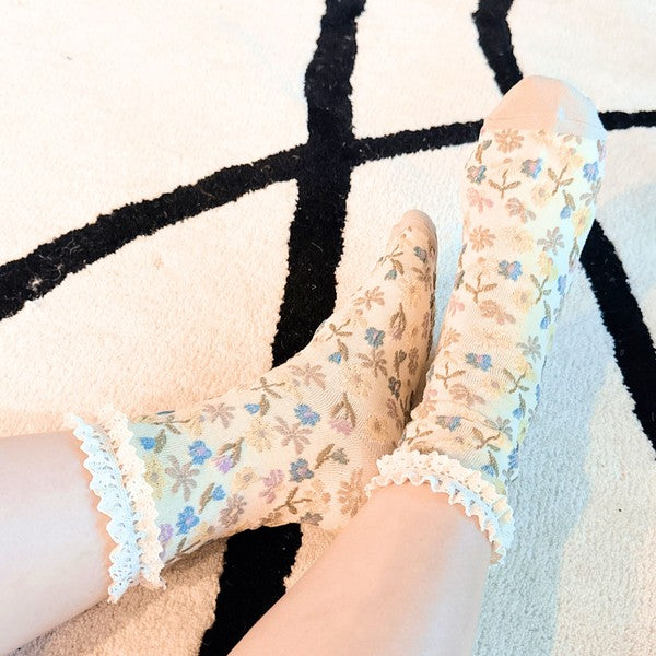VINTAGE BLOSSOM SOCKS SET OF 2