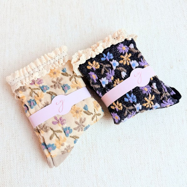 VINTAGE BLOSSOM SOCKS SET OF 2