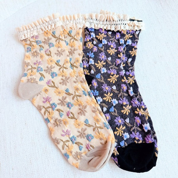 VINTAGE BLOSSOM SOCKS SET OF 2