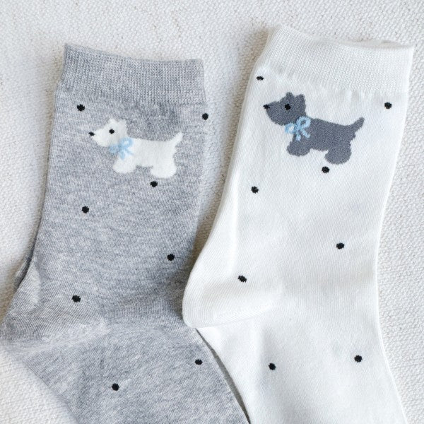 SCOTTIE DOG PATTERN SOCKS SET OF 2