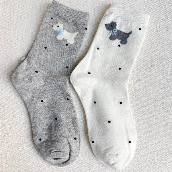 SCOTTIE DOG PATTERN SOCKS SET OF 2