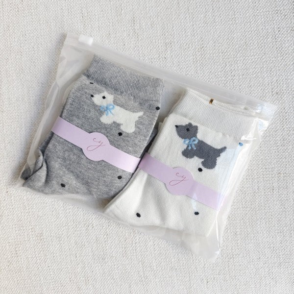 SCOTTIE DOG PATTERN SOCKS SET OF 2