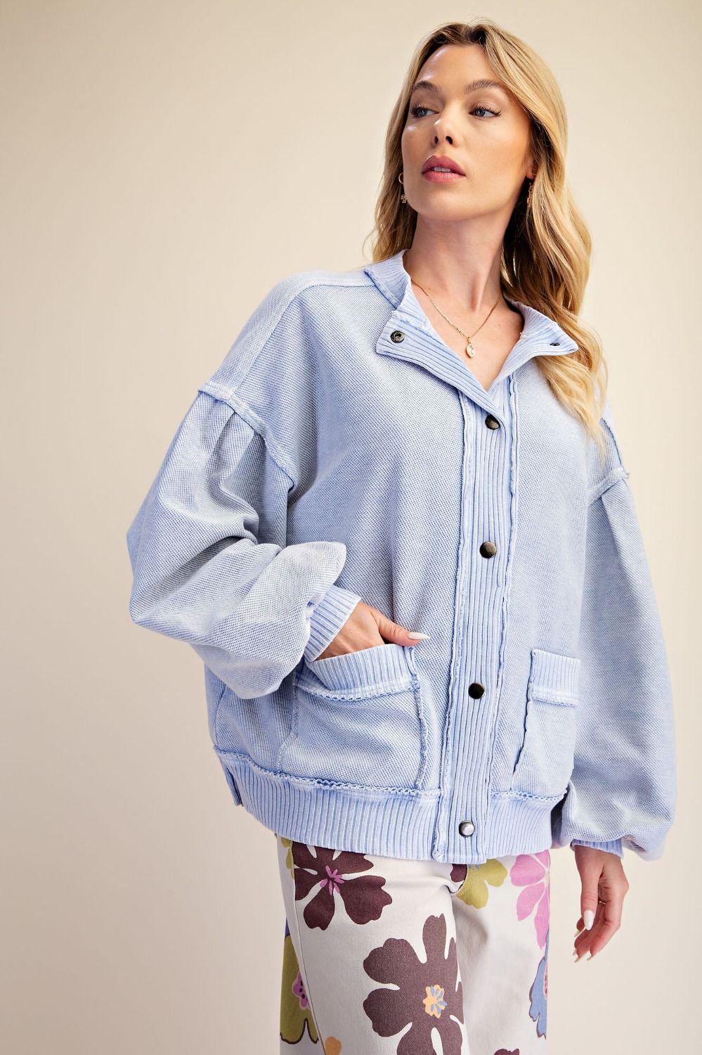 COTTON BLUE CARDIGAN JACKET