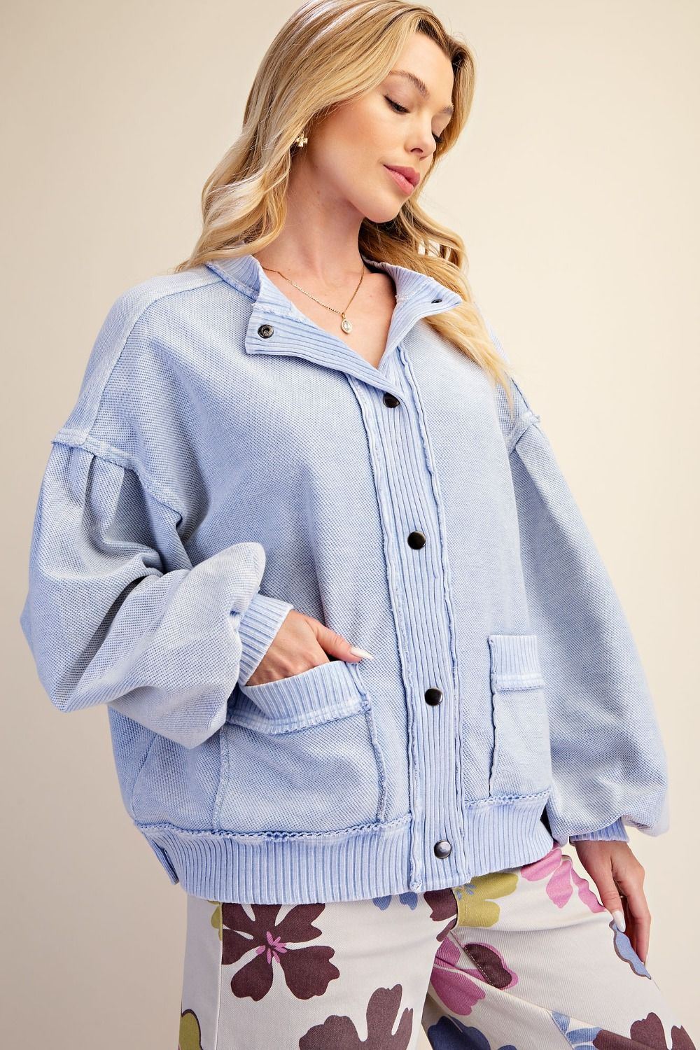 COTTON BLUE CARDIGAN JACKET