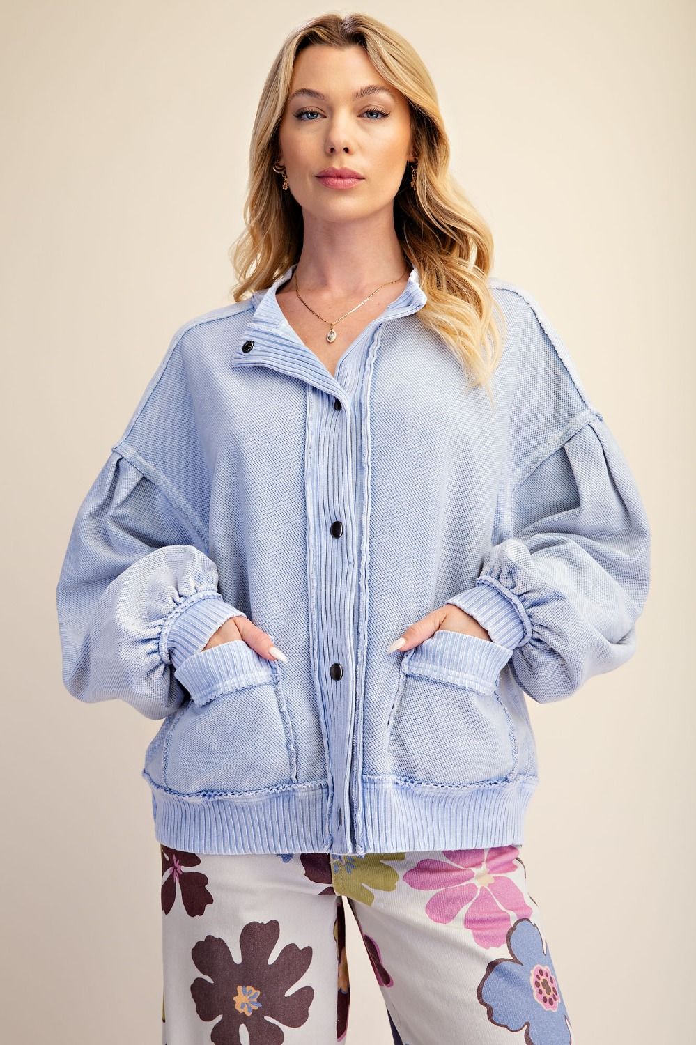COTTON BLUE CARDIGAN JACKET
