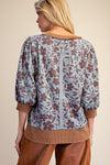 DUSTY BLUE FLORAL SOFT TOP
