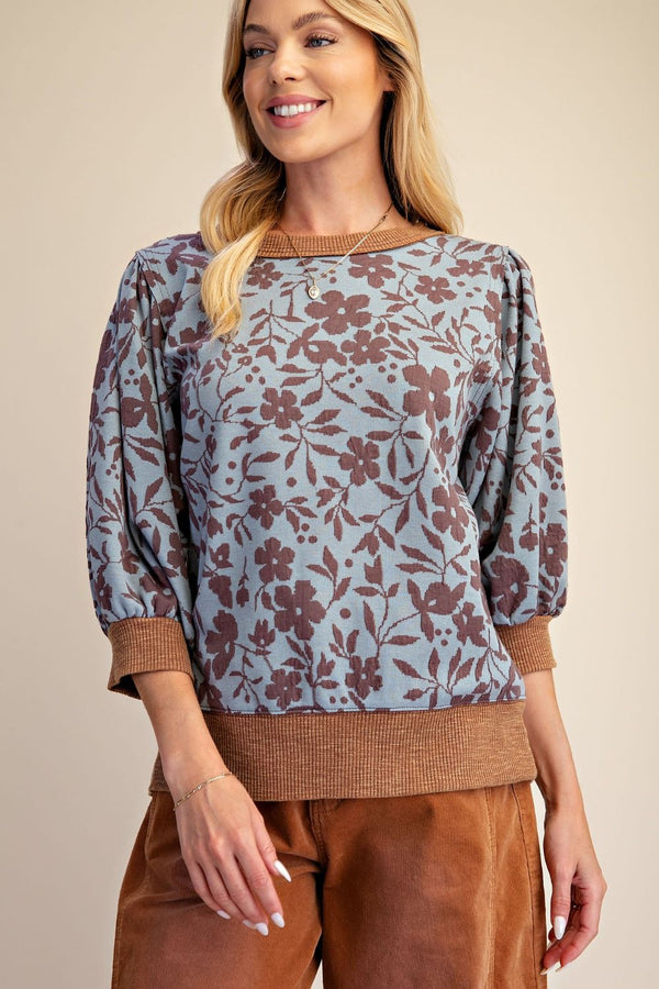 DUSTY BLUE FLORAL SOFT TOP