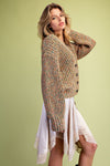 GREEN CORAL MULTI SWEATER CARDIGAN