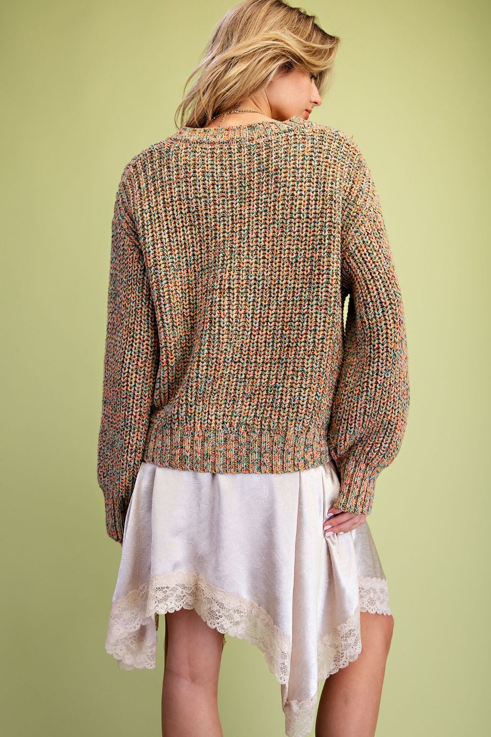 GREEN CORAL MULTI SWEATER CARDIGAN