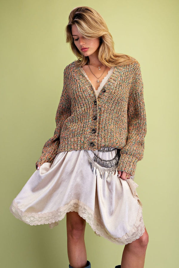 GREEN CORAL MULTI SWEATER CARDIGAN
