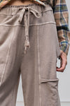 WASHED WIDE LEG TERRY PANTS