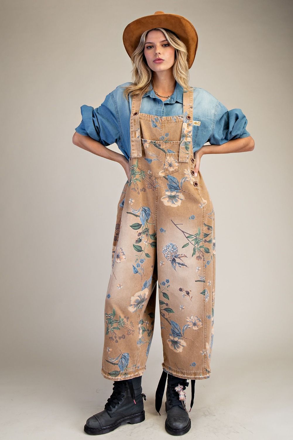 NEUTRAL FLORAL OVERALLS