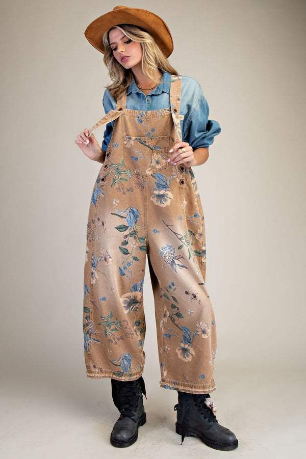 NEUTRAL FLORAL OVERALLS