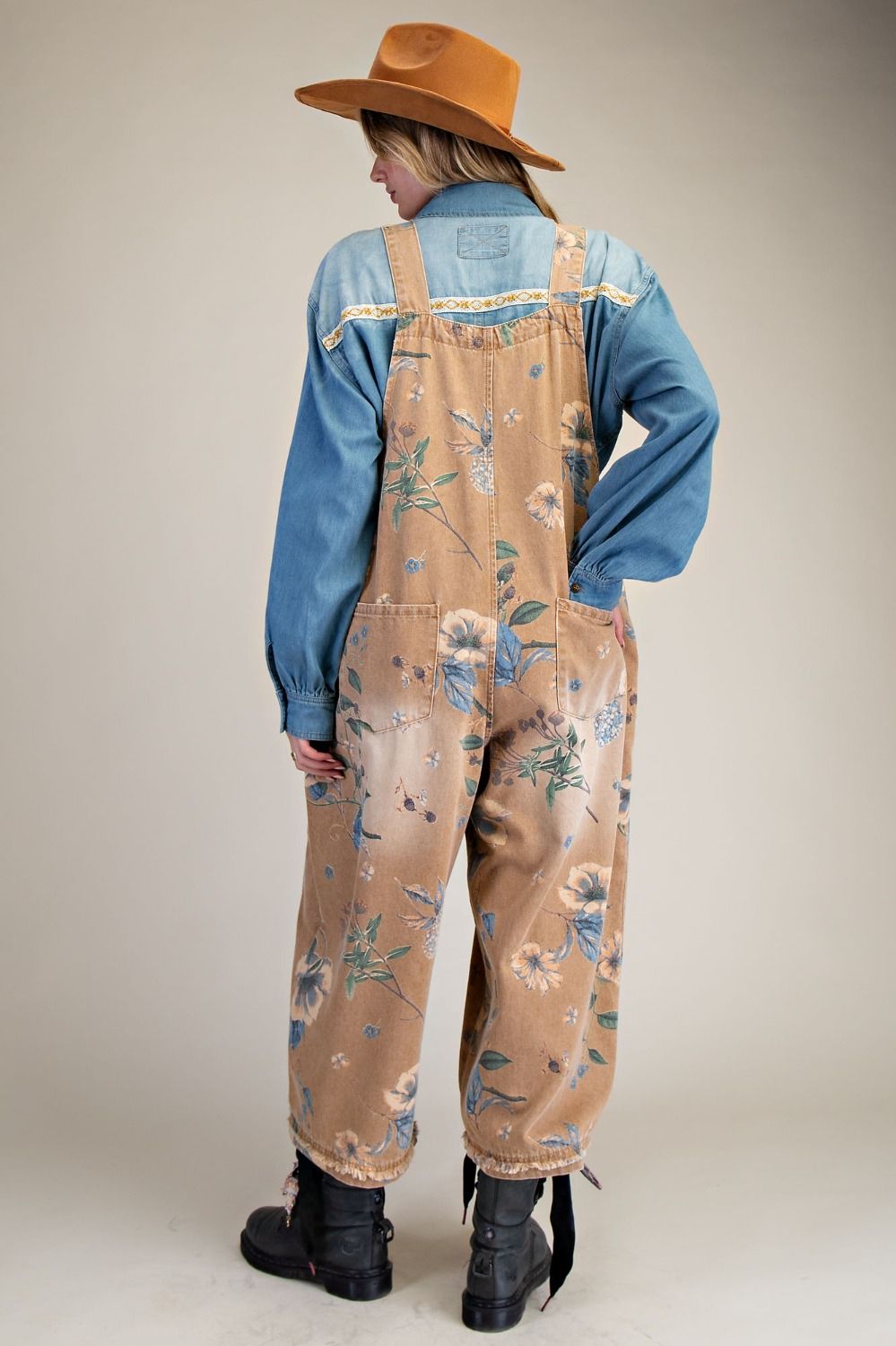 NEUTRAL FLORAL OVERALLS