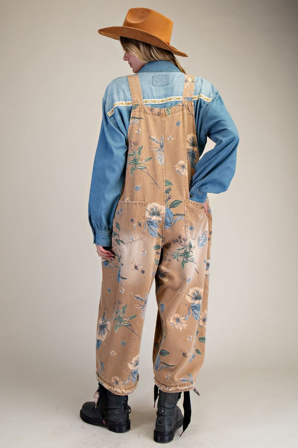 NEUTRAL FLORAL OVERALLS