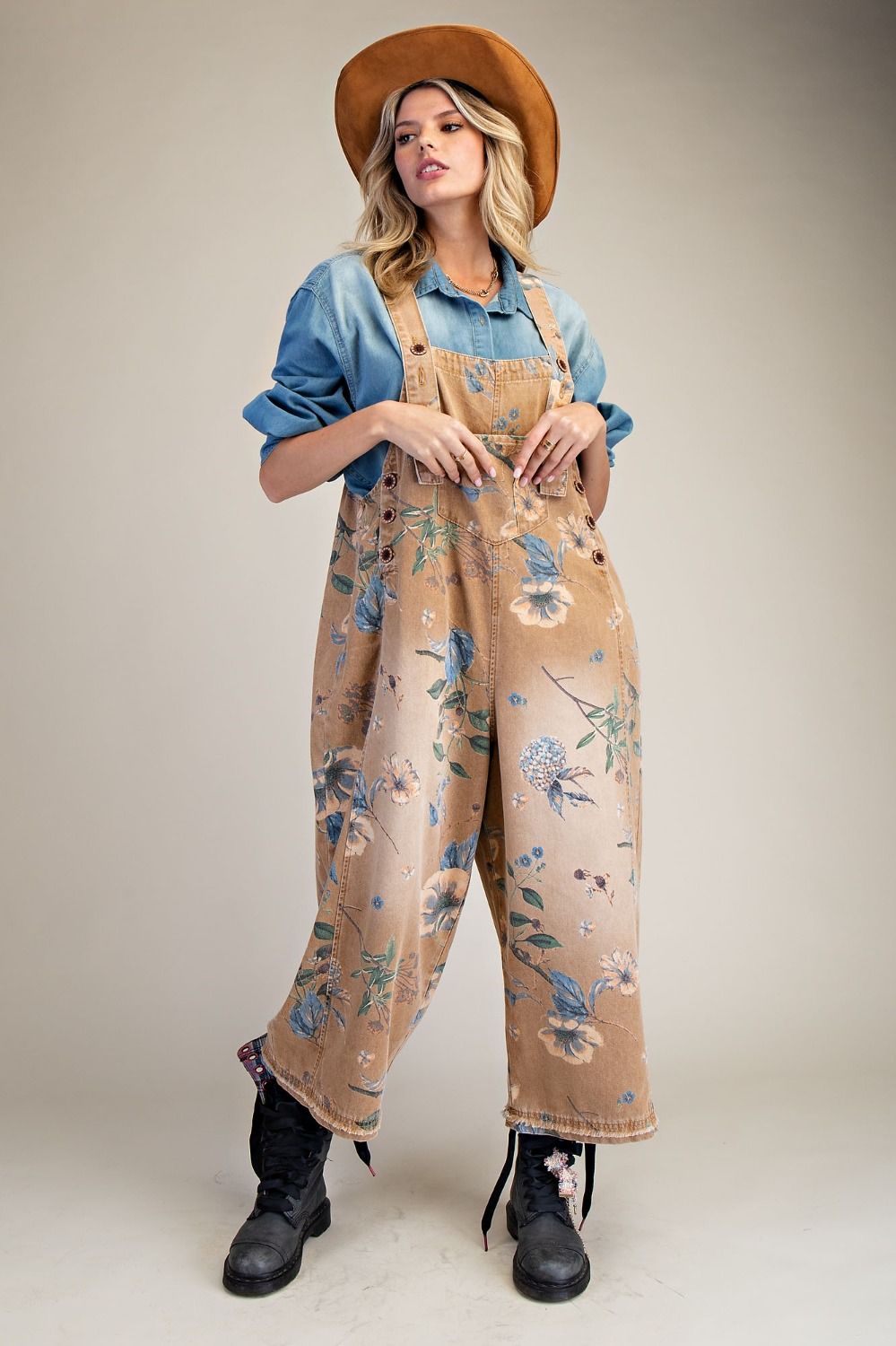 NEUTRAL FLORAL OVERALLS