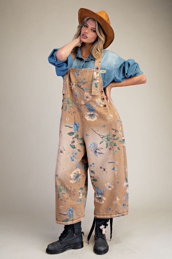 NEUTRAL FLORAL OVERALLS
