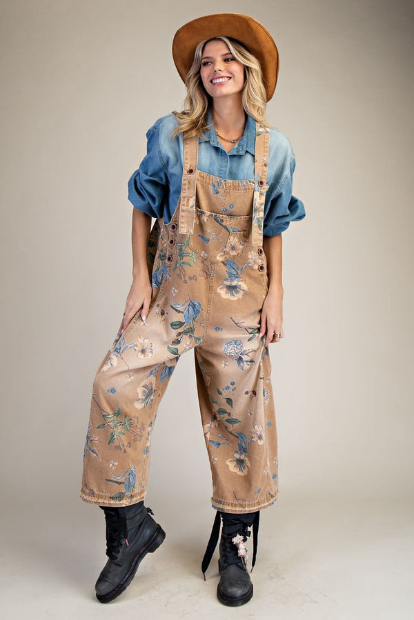 NEUTRAL FLORAL OVERALLS