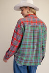 MULTI-PLAID BUTTON UP