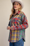 MULTI-PLAID BUTTON UP